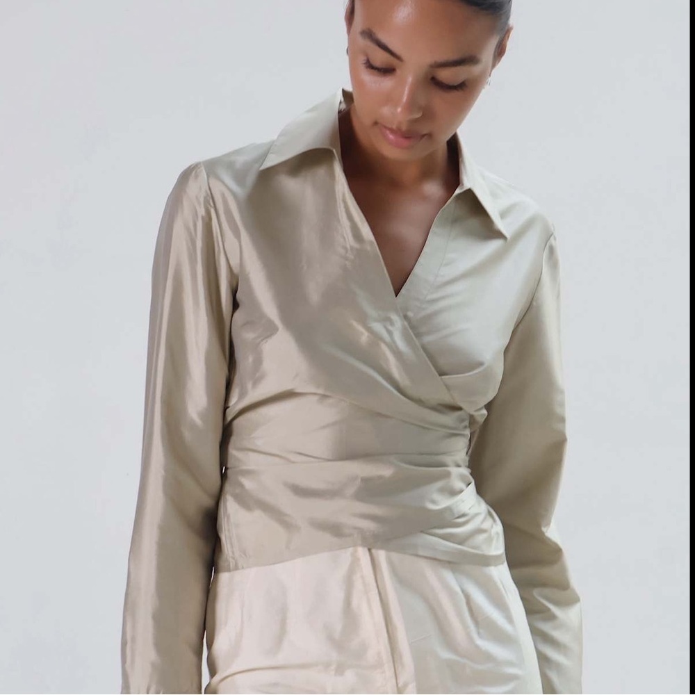 NWT Pauw Amsterdam Silk Tie Blouse Size Large